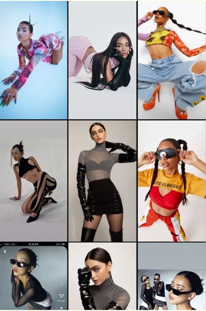 Moodboard de referencias: poses editoriales de los 2000